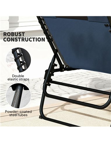 Outsunny Set of Two Reclining Sun Loungers - Dark Blue