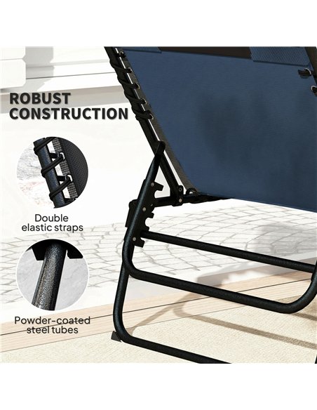 Outsunny Set of Two Reclining Sun Loungers - Dark Blue - pic 189919 | FastDaddyshop