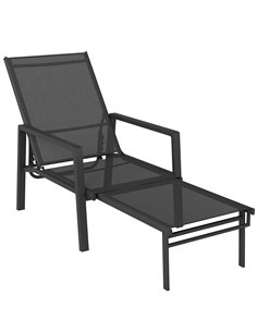 Outsunny Sun Lounger Retractable Footrest 5-Position Adjustable Steel Frame for Beach, Porch, Patio, Camping, Black