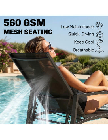 Outsunny Sun Lounger Retractable Footrest 5-Position Adjustable Steel Frame for Beach, Porch, Patio, Camping, Black