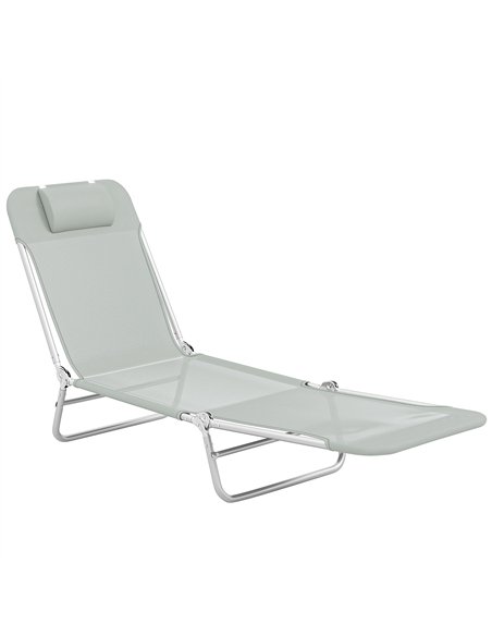 Outsunny Steel Frame Sun Lounger, with Reclining Back - Light Grey - pic 189958 | FastDaddyshop
