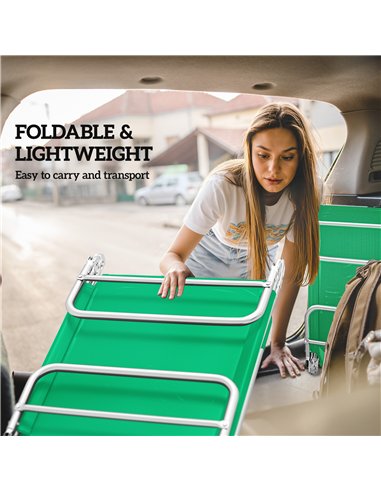 Outsunny Set of Two Steel Frame Sun Loungers, with Reclining Backs - Dark Green