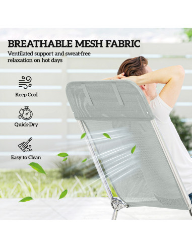 Outsunny Set of Two Steel Frame Sun Loungers, with Reclining Backs - Light Grey