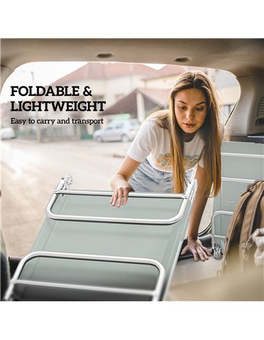 Outsunny Set of Two Steel Frame Sun Loungers, with Reclining Backs - Light Grey