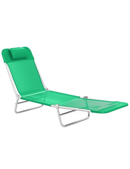 Outsunny Steel Frame Sun Lounger, with Reclining Back - Dark Green - pic 189985 | FastDaddyshop