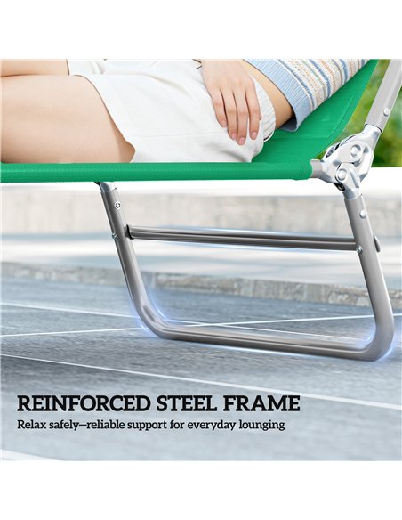 Outsunny Steel Frame Sun Lounger, with Reclining Back - Dark Green - pic 189991 | FastDaddyshop