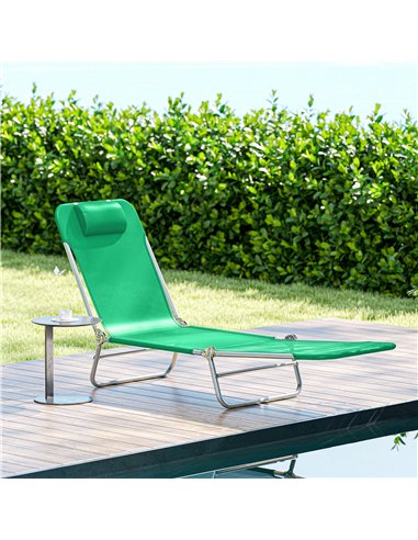 Outsunny Steel Frame Sun Lounger, with Reclining Back - Dark Green