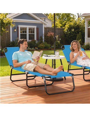Outsunny Garden Sun Lounger, with Five-Position Back - Sky Blue
