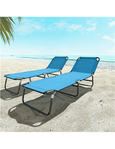 Outsunny Garden Sun Lounger, with Five-Position Back - Sky Blue
