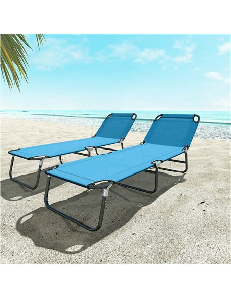 Outsunny Garden Sun Lounger, with Five-Position Back - Sky Blue - pic 190001 | FastDaddyshop