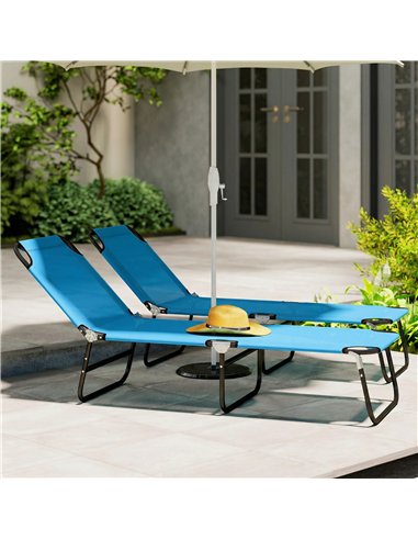 Outsunny Garden Sun Lounger, with Five-Position Back - Sky Blue