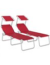 Outsunny Outdoor Foldable Sun Lounger Set of 2, 4 Level Adjustable Backrest Reclining Sun Lounger Chair with Angle