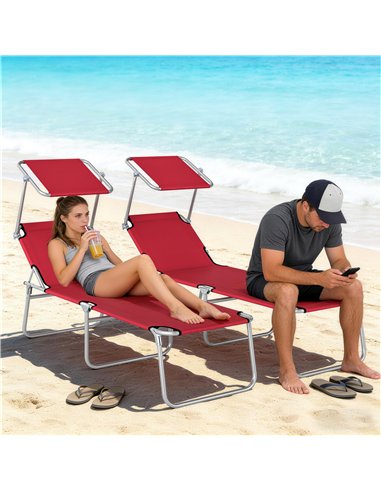 Outsunny Outdoor Foldable Sun Lounger Set of 2, 4 Level Adjustable Backrest Reclining Sun Lounger Chair with Angle
