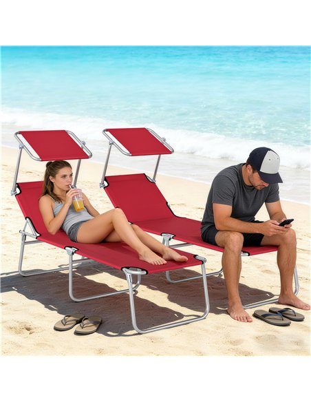 Outsunny Outdoor Foldable Sun Lounger Set of 2, 4 Level Adjustable Backrest Reclining Sun Lounger Chair with Angle - pic 190004 | FastDaddyshop