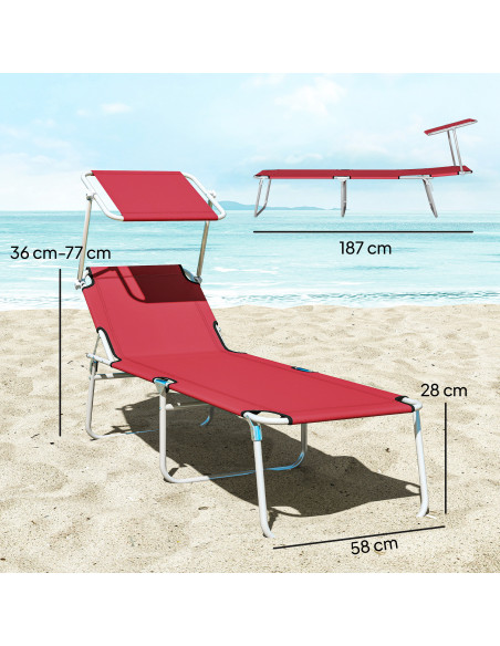 Outsunny Outdoor Foldable Sun Lounger Set of 2, 4 Level Adjustable Backrest Reclining Sun Lounger Chair with Angle - pic 190005 | FastDaddyshop