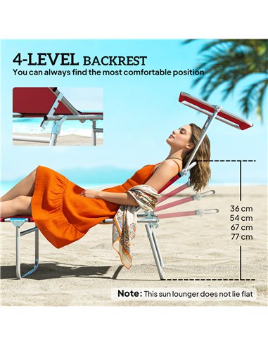 Outsunny Outdoor Foldable Sun Lounger Set of 2, 4 Level Adjustable Backrest Reclining Sun Lounger Chair with Angle
