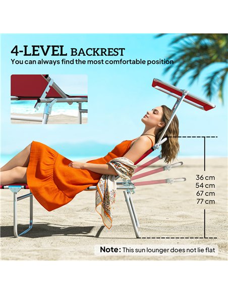 Outsunny Outdoor Foldable Sun Lounger Set of 2, 4 Level Adjustable Backrest Reclining Sun Lounger Chair with Angle - pic 190006 | FastDaddyshop