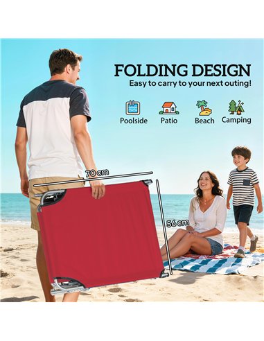Outsunny Outdoor Foldable Sun Lounger Set of 2, 4 Level Adjustable Backrest Reclining Sun Lounger Chair with Angle