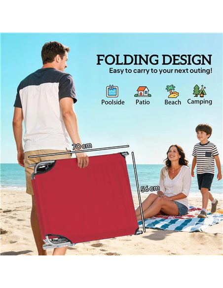 Outsunny Outdoor Foldable Sun Lounger Set of 2, 4 Level Adjustable Backrest Reclining Sun Lounger Chair with Angle - pic 190007 | FastDaddyshop