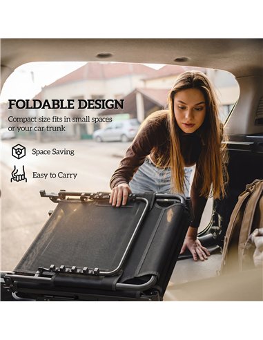 Outsunny Folding Sun Lounger for Garden, 5-Position Oversized Camping Bed Recliner with Cushions, Dark Grey