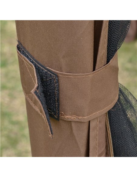 Outsunny 3.2m Pop Up Gazebo Hexagonal Canopy Tent Outdoor Sun Protection with Mesh Sidewalls, Handy Bag, Brown - pic 19005 | FastDaddyshop