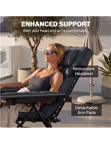 Outsunny Zero Gravity Chair, Folding Sun Lounger Reclining Garden Chair with Arm Pads, Cushion, Cup Holder, Headrest, Dark Grey