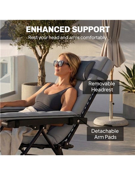 Outsunny Zero Gravity Chair, Folding Sun Lounger Reclining Garden Chair with Arm Pads, Cushion, Cup Holder, Headrest, Light Grey - pic 190063 | FastDaddyshop