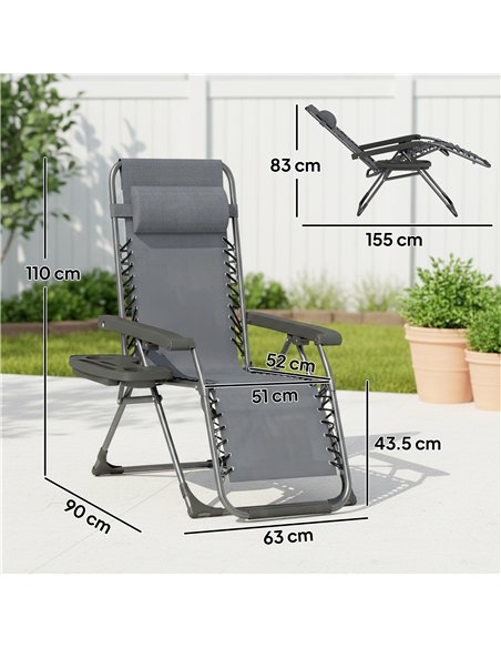 Outsunny Zero Gravity Chairs Set of 2, Folding Sunloungers Reclining Garden Chairs with Cup Holder, Headrest, Dark Grey - pic 190068 | FastDaddyshop