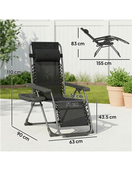 Outsunny Zero Gravity Chairs Set of 2, Folding Sunloungers Reclining Garden Chairs with Cup Holder, Headrest, Black - pic 190077 | FastDaddyshop