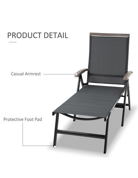 Outsunny Set of 2 Outdoor Folding Sun Loungers, 5-Position Adjustable Chaise Lounge Chairs with Aluminium Frame for Patio, Garde - pic 190090 | FastDaddyshop