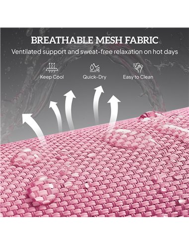 Outsunny Folding Sun Lounger with Head Pillow - Pink