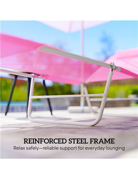 Outsunny Folding Sun Lounger with Head Pillow - Pink - pic 190099 | FastDaddyshop
