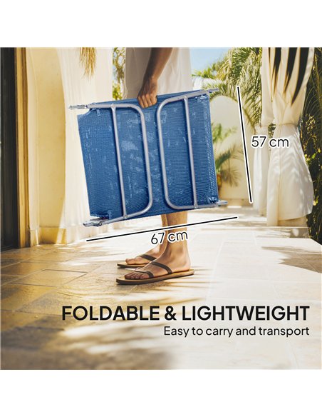 Outsunny Folding Sun Lounger with Head Pillow - Dark Blue - pic 190107 | FastDaddyshop