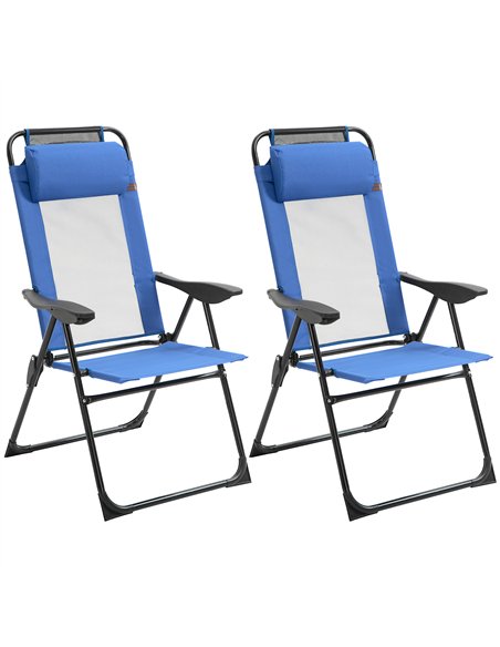 Outsunny Folding Garden Chairs Set of 2, 5-Position Recliner Camping Chair with High Back, All Weather Texteline Seat, Portable  - pic 190111 | FastDaddyshop