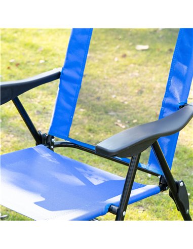 Outsunny Folding Garden Chairs Set of 2, 5-Position Recliner Camping Chair with High Back, All Weather Texteline Seat, Portable 