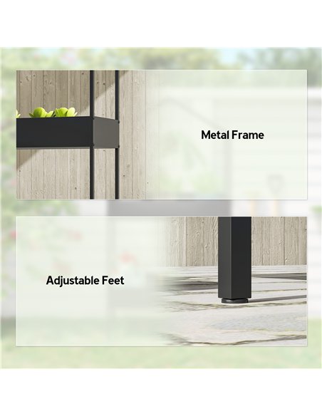 Outsunny 2 Tier Plant Stand, Outdoor Indoor Metal Plant Stand with Hook, House-Shaped Pots Holder Display Rack, Black - pic 190126 | FastDaddyshop
