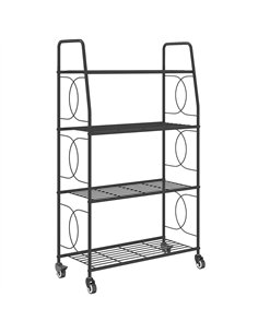 Outsunny 4-Tier Metal Plant Stand, Heavy Duty Ladder Shelf Potted Plants Display Rack with Lockable Wheels