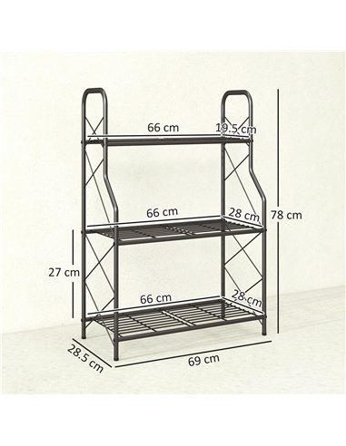 Outsunny 3-Tier Metal Plant Stand, Heavy Duty Ladder Shelf Potted Plants Display Rack, Indoor Outdoor Flower Pot Holder