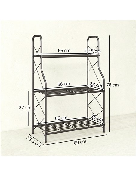 Outsunny 3-Tier Metal Plant Stand, Heavy Duty Ladder Shelf Potted Plants Display Rack, Indoor Outdoor Flower Pot Holder - pic 190140 | FastDaddyshop