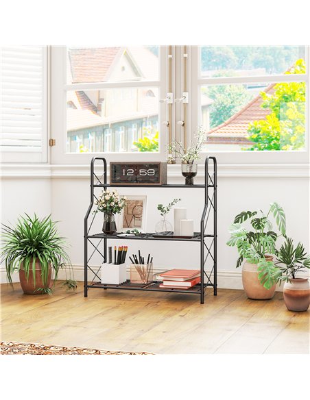 Outsunny 3-Tier Metal Plant Stand, Heavy Duty Ladder Shelf Potted Plants Display Rack, Indoor Outdoor Flower Pot Holder - pic 190145 | FastDaddyshop