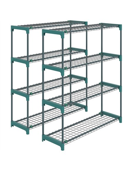 Outsunny 4-Tier Plant Stand Indoor Outdoor, Set of 2 Metal Plant Shelf with Rack Buckles for Easy Assembly, Flower Display Rack - pic 190147 | FastDaddyshop