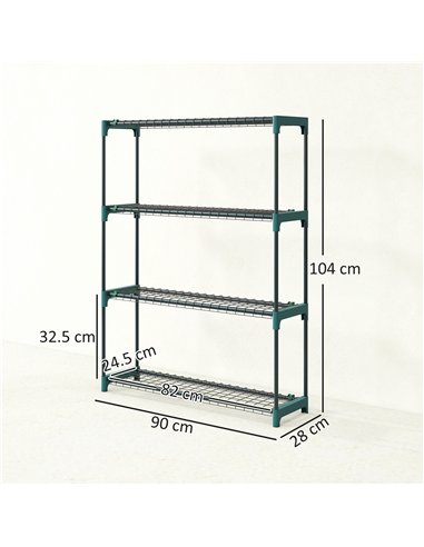 Outsunny 4-Tier Plant Stand Indoor Outdoor, Set of 2 Metal Plant Shelf with Rack Buckles for Easy Assembly, Flower Display Rack