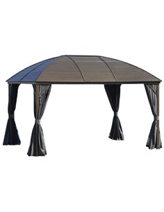 Outsunny 4x3m Aluminium Gazebo with Hardtop Metal Roof, Side Walls, Dark Grey