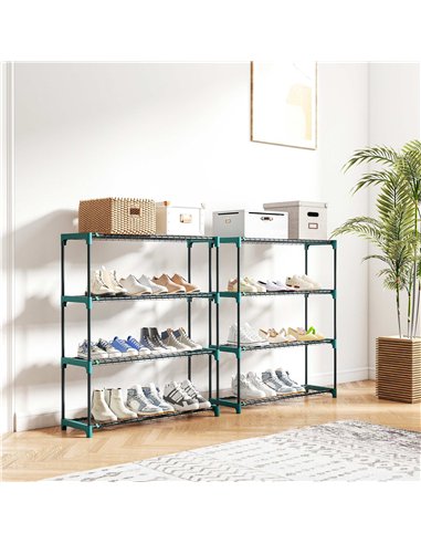 Outsunny 4-Tier Plant Stand Indoor Outdoor, Set of 2 Metal Plant Shelf with Rack Buckles for Easy Assembly, Flower Display Rack