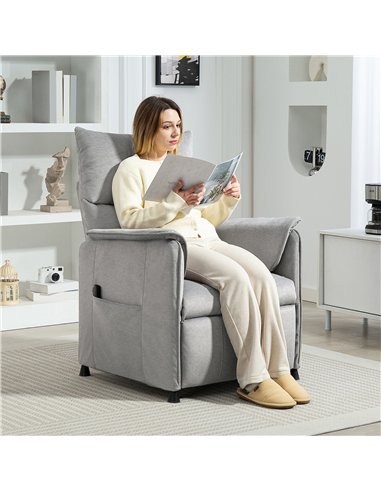 HOMCOM Power Recliner Chair, Reclining Chair with Remote, Pocket Springs, Silent Motor and Side Pockets, Grey