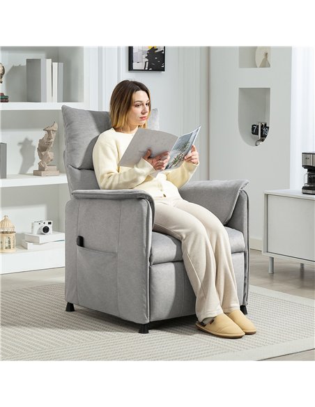HOMCOM Power Recliner Chair, Reclining Chair with Remote, Pocket Springs, Silent Motor and Side Pockets, Grey - pic 190166 | FastDaddyshop