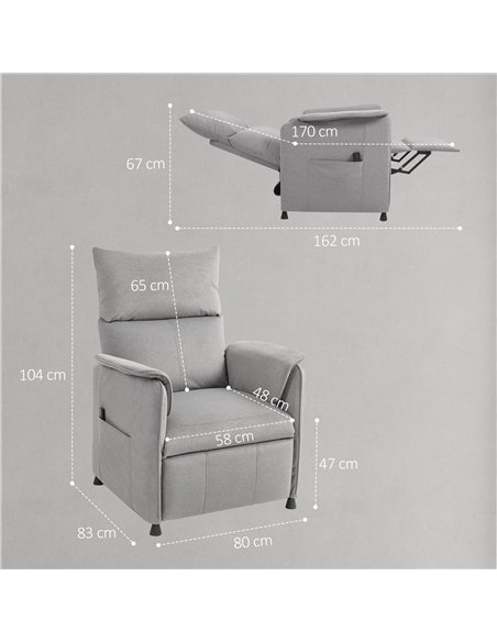 HOMCOM Power Recliner Chair, Reclining Chair with Remote, Pocket Springs, Silent Motor and Side Pockets, Grey - pic 190167 | FastDaddyshop