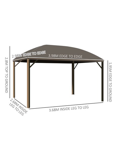 Outsunny 4x3m Aluminium Gazebo with Hardtop Metal Roof, Side Walls, Dark Grey - pic 19017 | FastDaddyshop