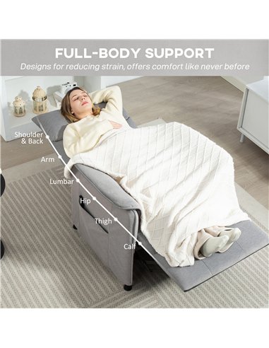 HOMCOM Power Recliner Chair, Reclining Chair with Remote, Pocket Springs, Silent Motor and Side Pockets, Grey