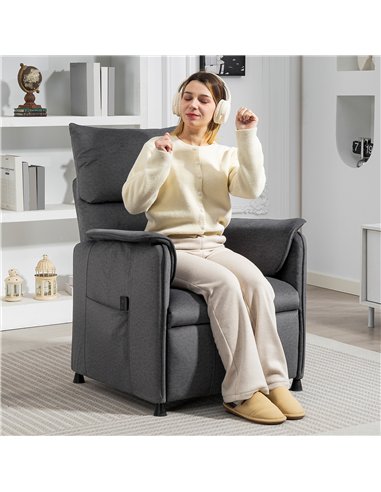 HOMCOM Power Recliner Chair, Reclining Chair with Remote, Pocket Springs, Silent Motor and Side Pockets, Black